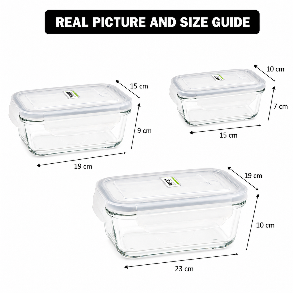 Limon 3-Piece Rectangular Glass Storage Container Set with Lids