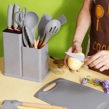 19-Piece Silicone Kitchen Utensil Set | Heat Resistant Non-Stick Kitchen Tools