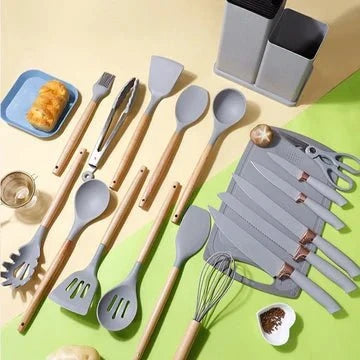 Comprehensive silicone cooking tool set for kitchen prep