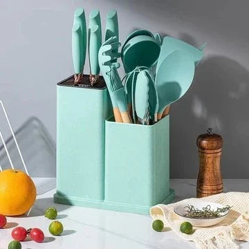 19-Piece Silicone Kitchen Utensil Set | Heat Resistant Non-Stick Kitchen Tools