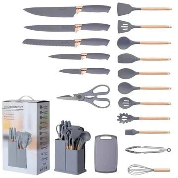 19-Piece Silicone Kitchen Utensil Set | Heat Resistant Non-Stick Kitchen Tools