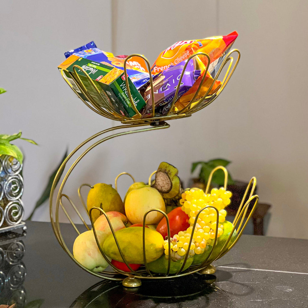Matrix 2-Tier Golden Crescent Fruit Basket