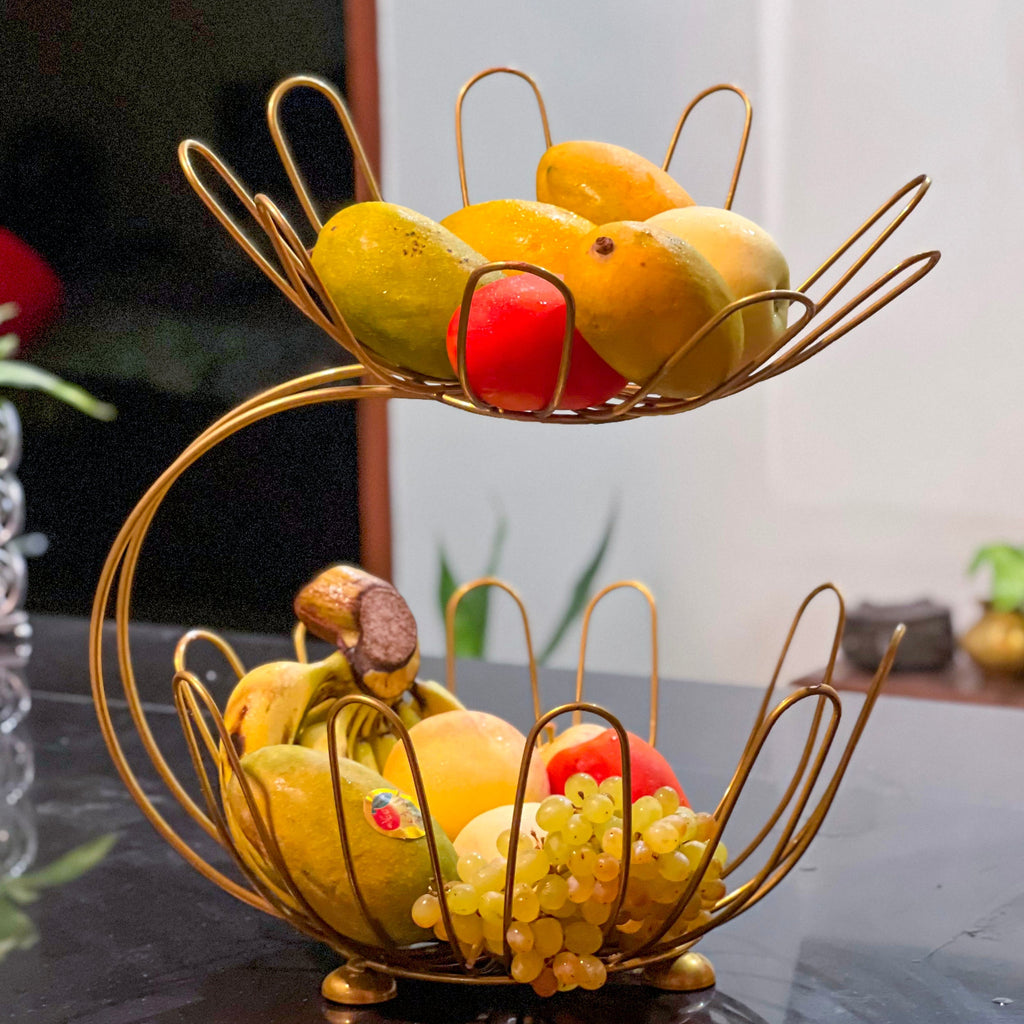 Matrix 2-Tier Golden Crescent Fruit Basket