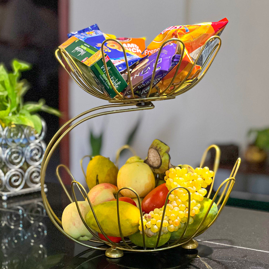 Matrix 2-Tier Golden Crescent Fruit Basket