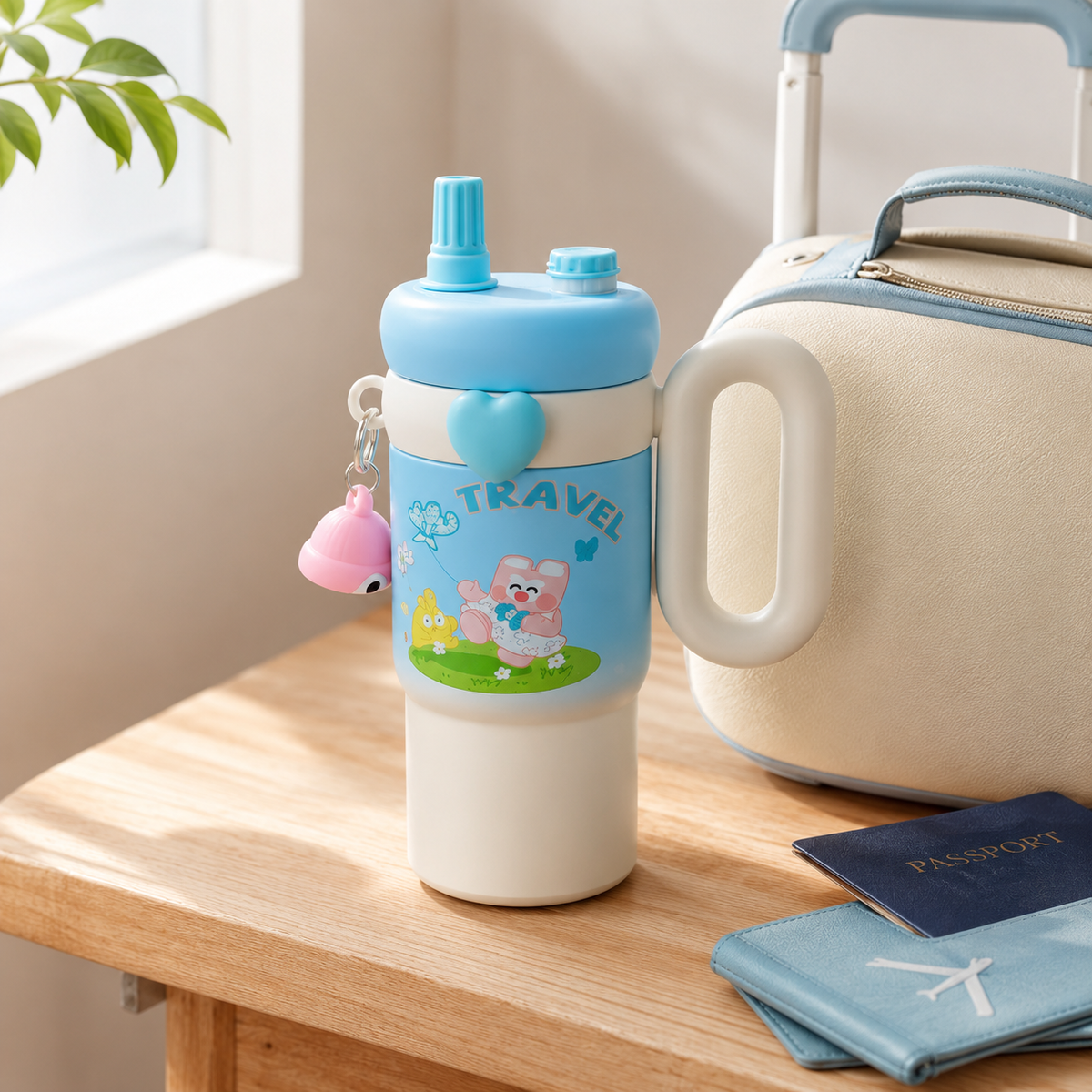 850ml 316 Stainless Steel Kids Bottle with Sip & Straw Lid