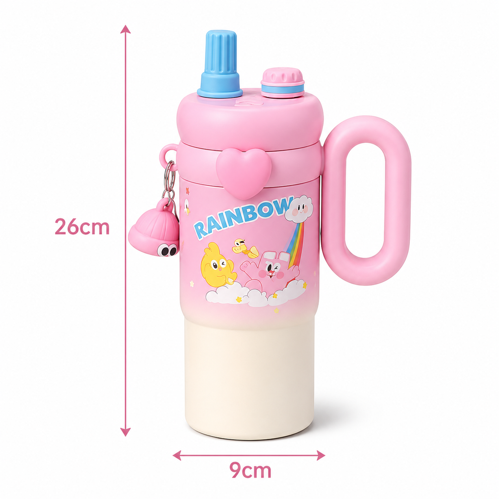 850ml 316 Stainless Steel Kids Bottle with Sip & Straw Lid
