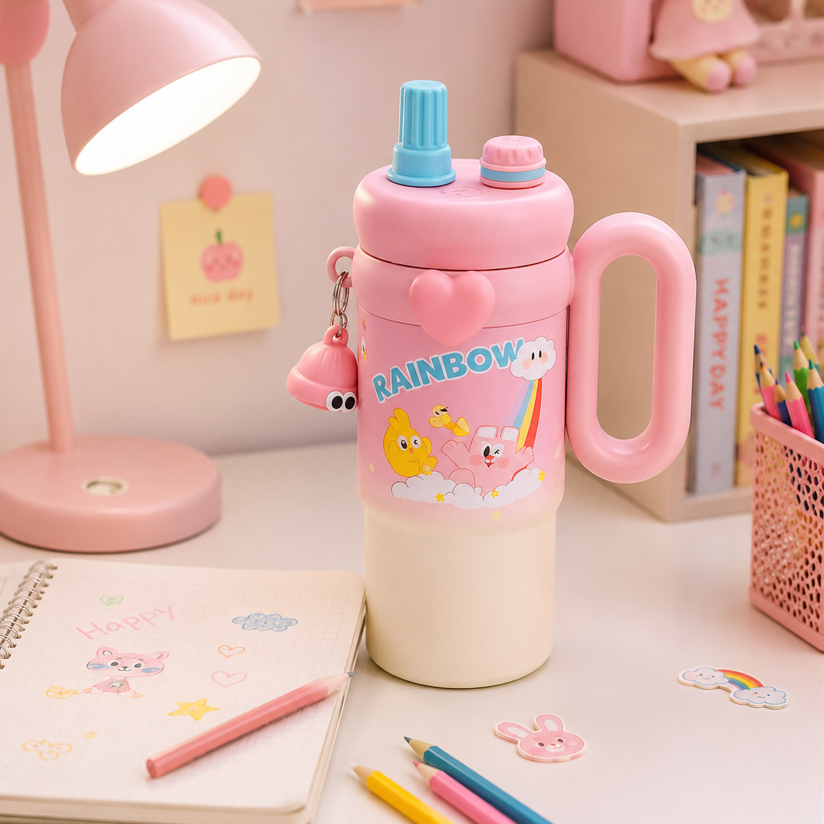 850ml 316 Stainless Steel Kids Bottle with Sip & Straw Lid