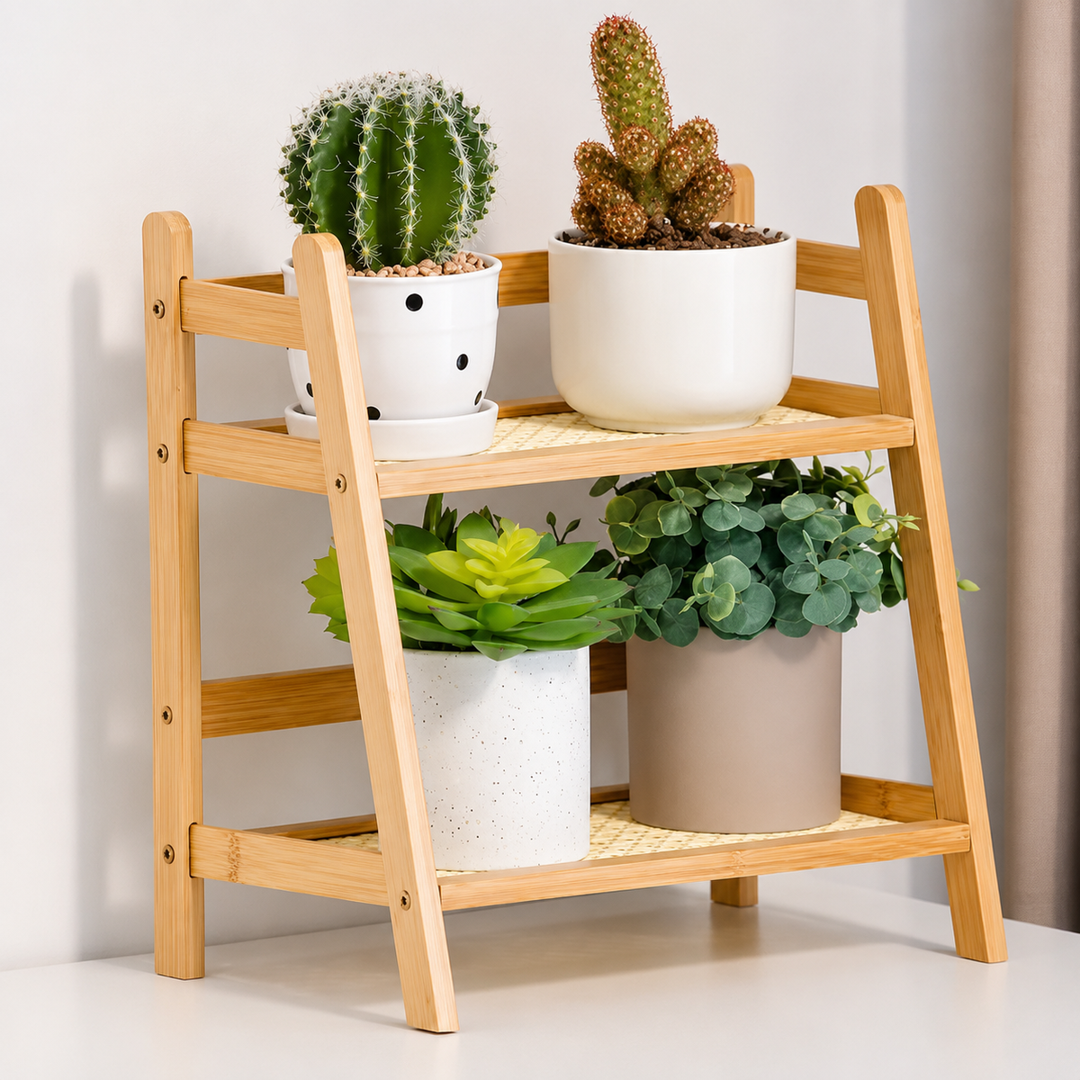 2-Tier Bamboo Countertop Organizer Shelf