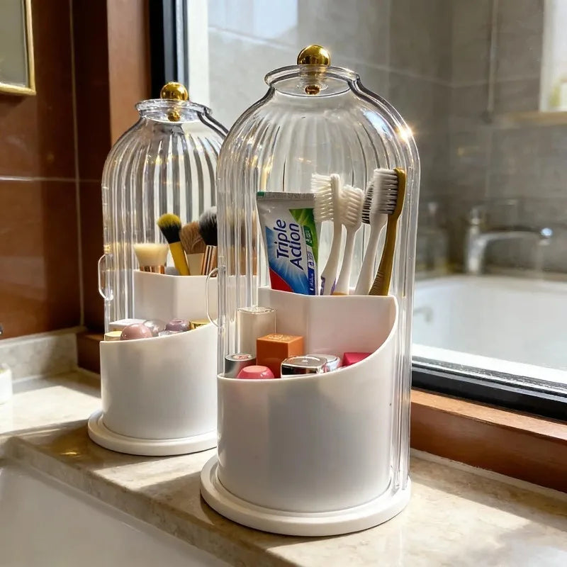 360° Rotating Dustproof Toothbrush Holder & Bathroom Organizer