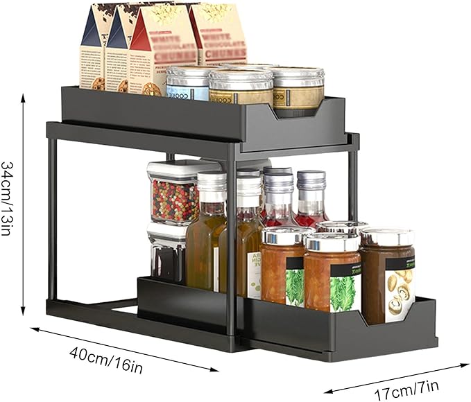 2-Tier Under-Sink Organizer with Sliding Baskets