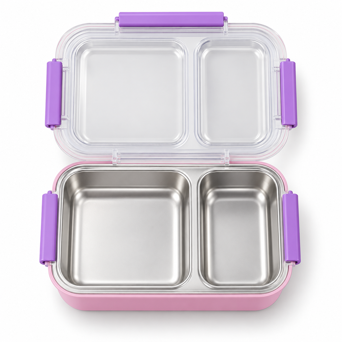 Leak-resistant 2-compartment lunch box for meal packing