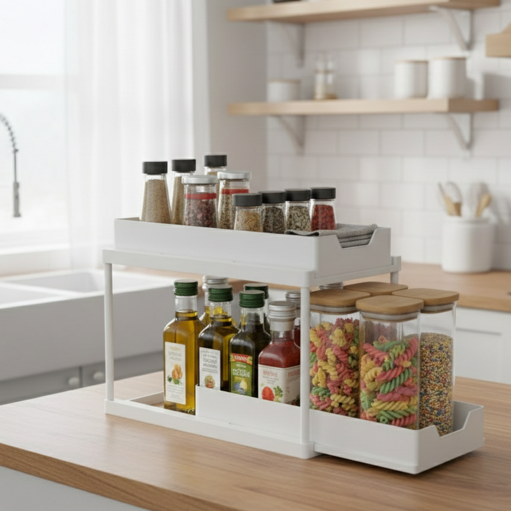 2-Tier Under-Sink Organizer with Sliding Baskets