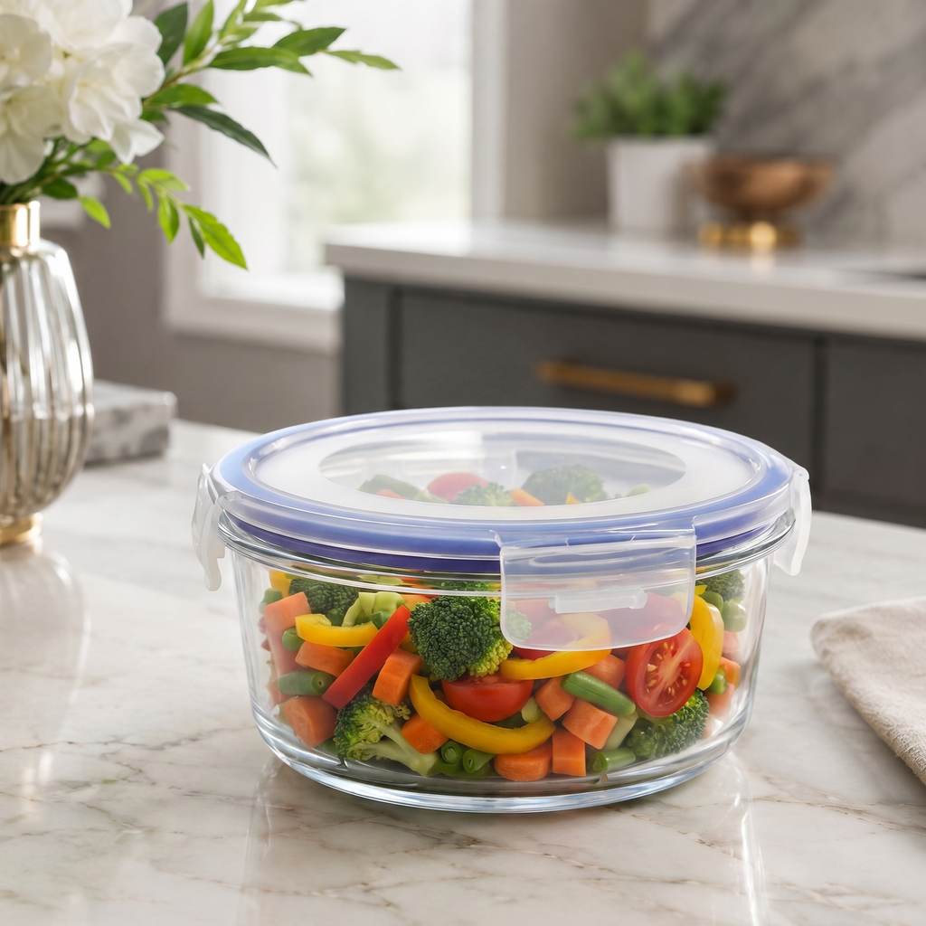 3-Piece Round Glass Food Storage Container Set