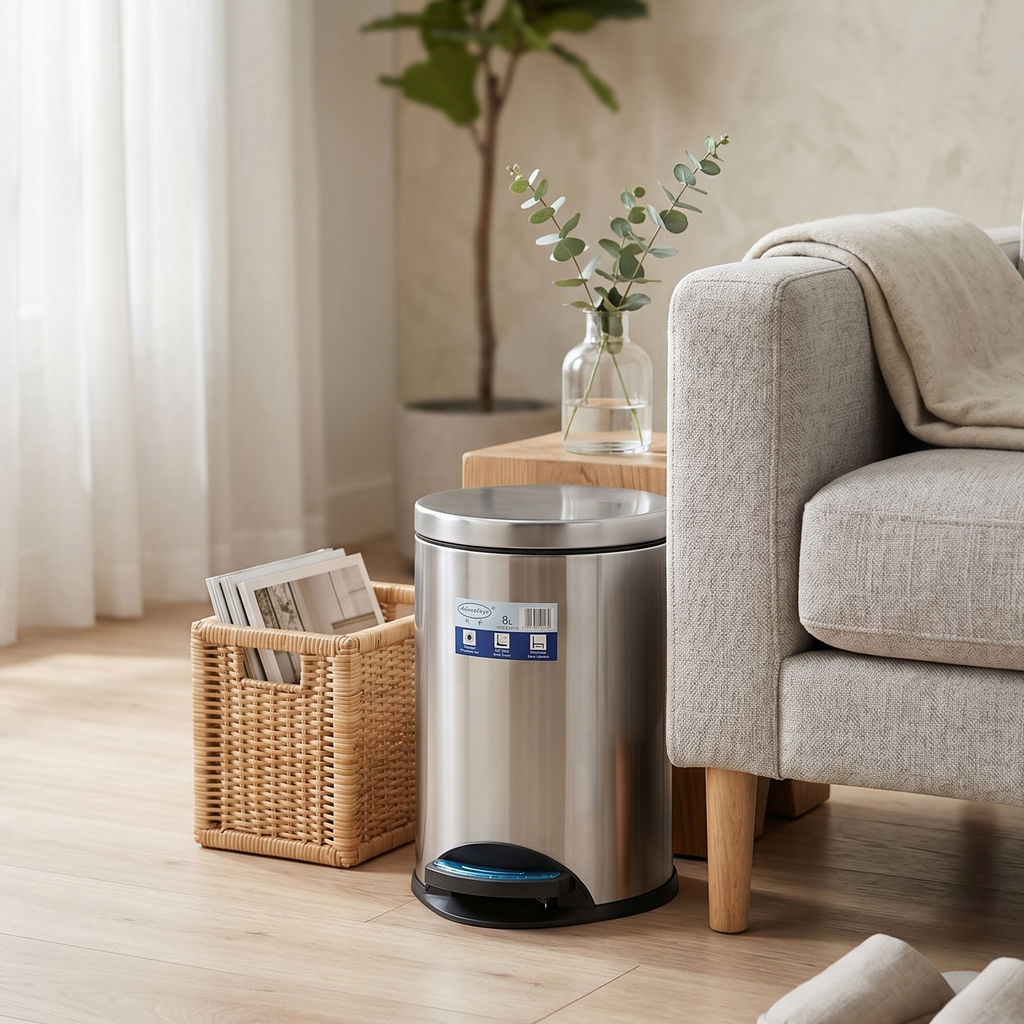 8L Stainless Steel Pedal Bin with Soft-Close Lid