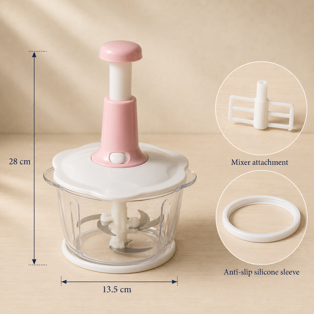 Hand Push Vegetable & Meat Chopper | Fast Manual Food Processor, 1.5L & 2L