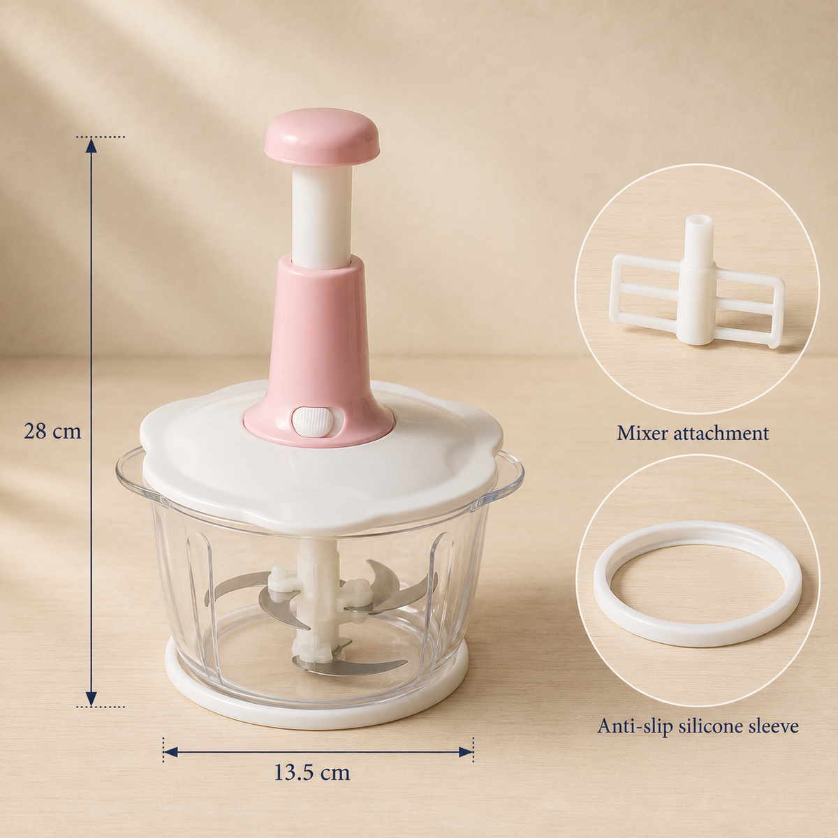 Hand Push Vegetable & Meat Chopper | Fast Manual Food Processor, 1.5L & 2L