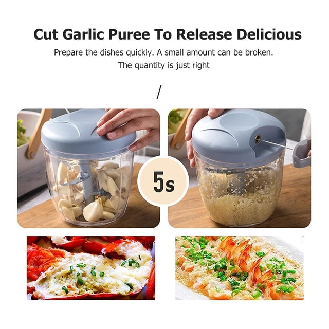 Manual Pull-String Vegetable & Meat Chopper – Large