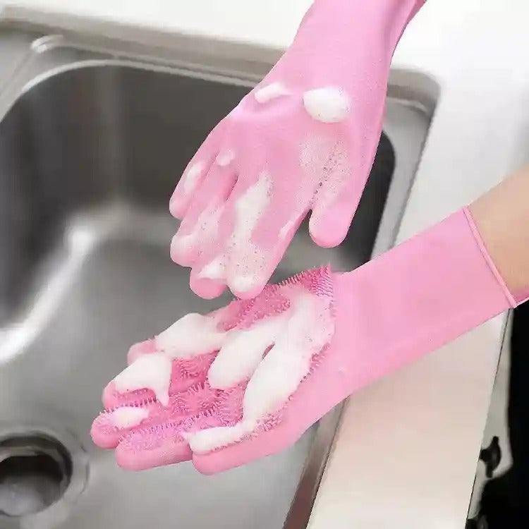 Silicone dishwashing gloves in assorted colour