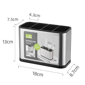 Knife & Utensil Holder with Stainless Steel Drain Tray
