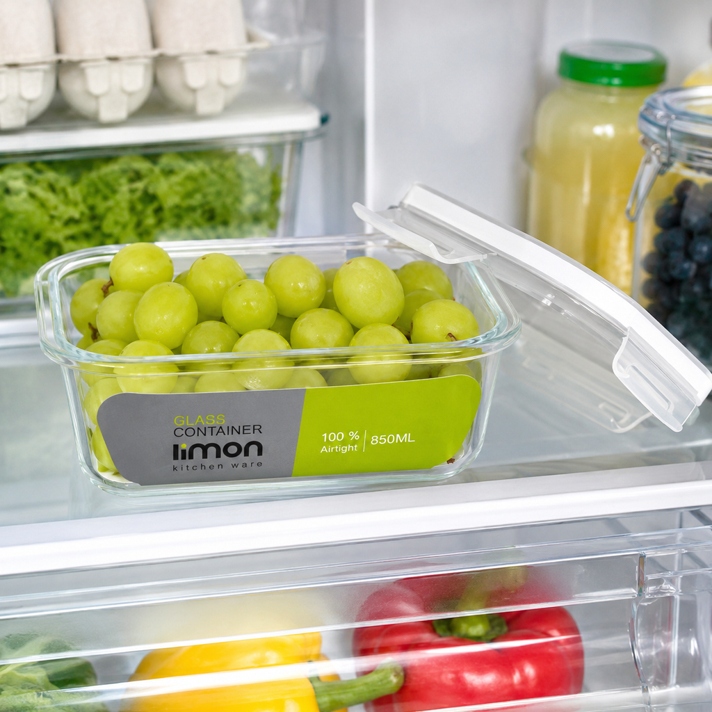 Limon 3-Piece Rectangular Glass Storage Container Set with Lids