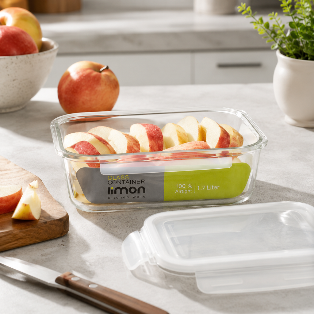 Limon 3-Piece Rectangular Glass Storage Container Set with Lids