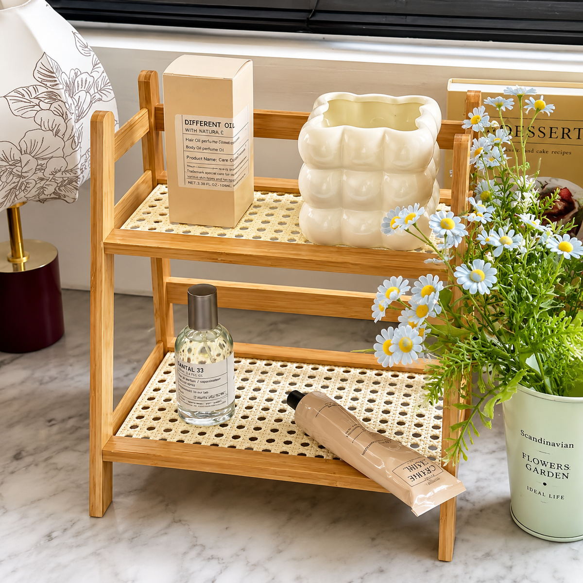 2-Tier Bamboo Countertop Organizer Shelf