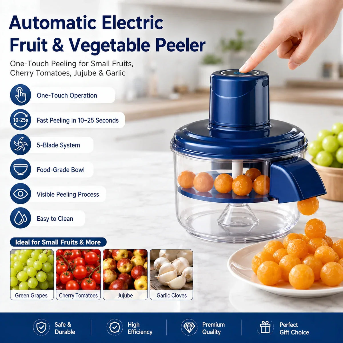 Automatic Electric Fruit, Vegetable & Garlic Peeler