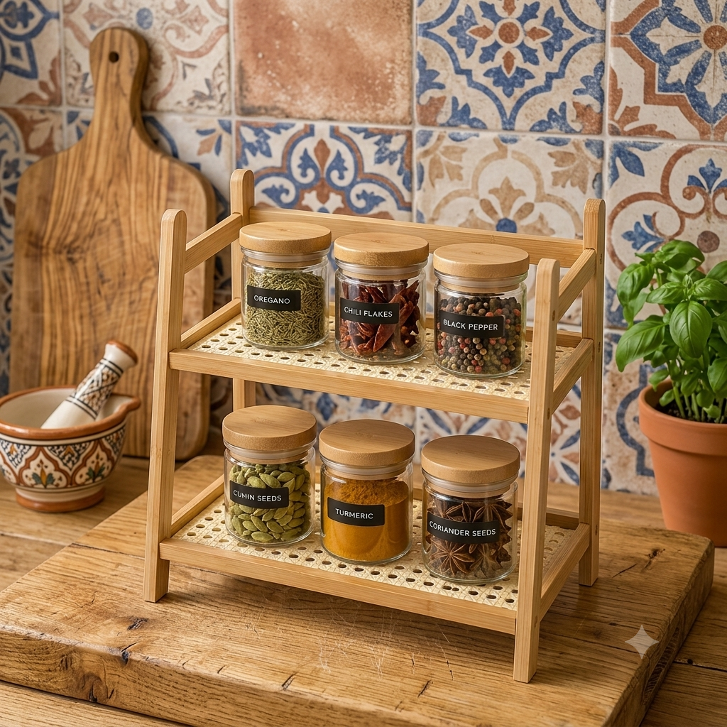 2-Tier Bamboo Countertop Organizer Shelf