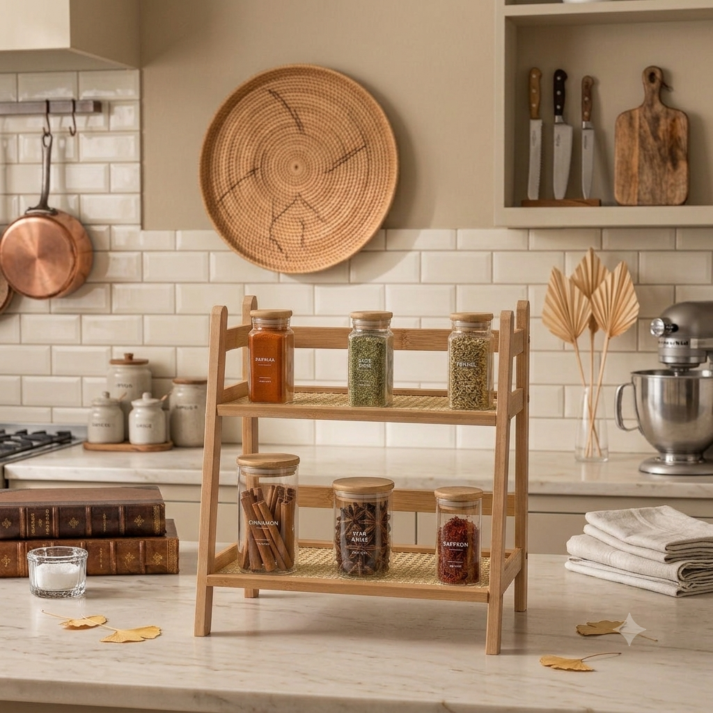 2-Tier Bamboo Countertop Organizer Shelf
