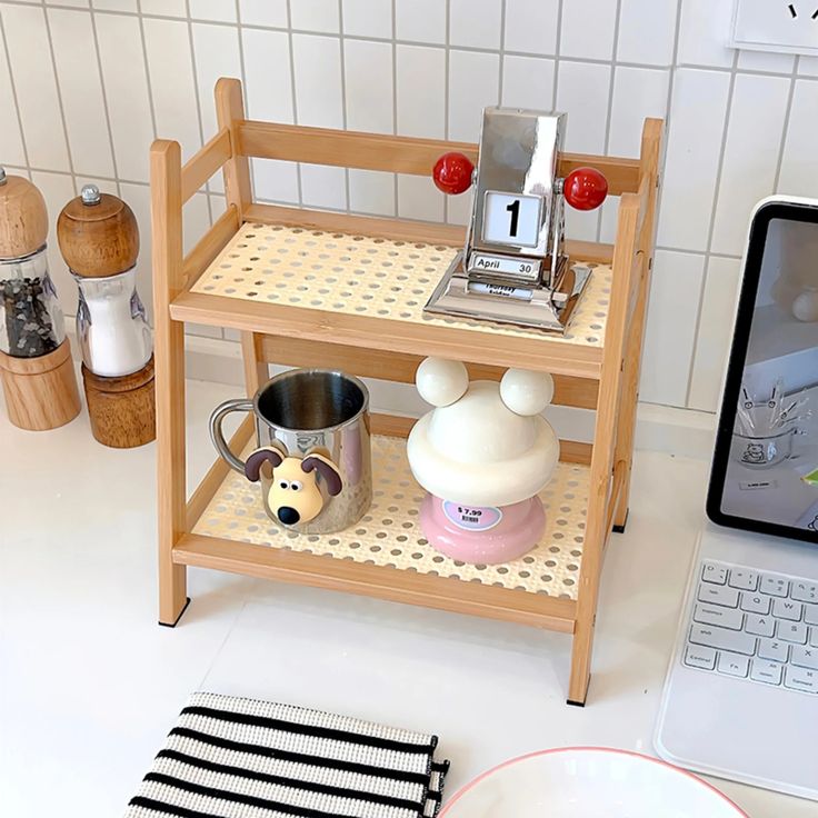 2-Tier Bamboo Countertop Organizer Shelf