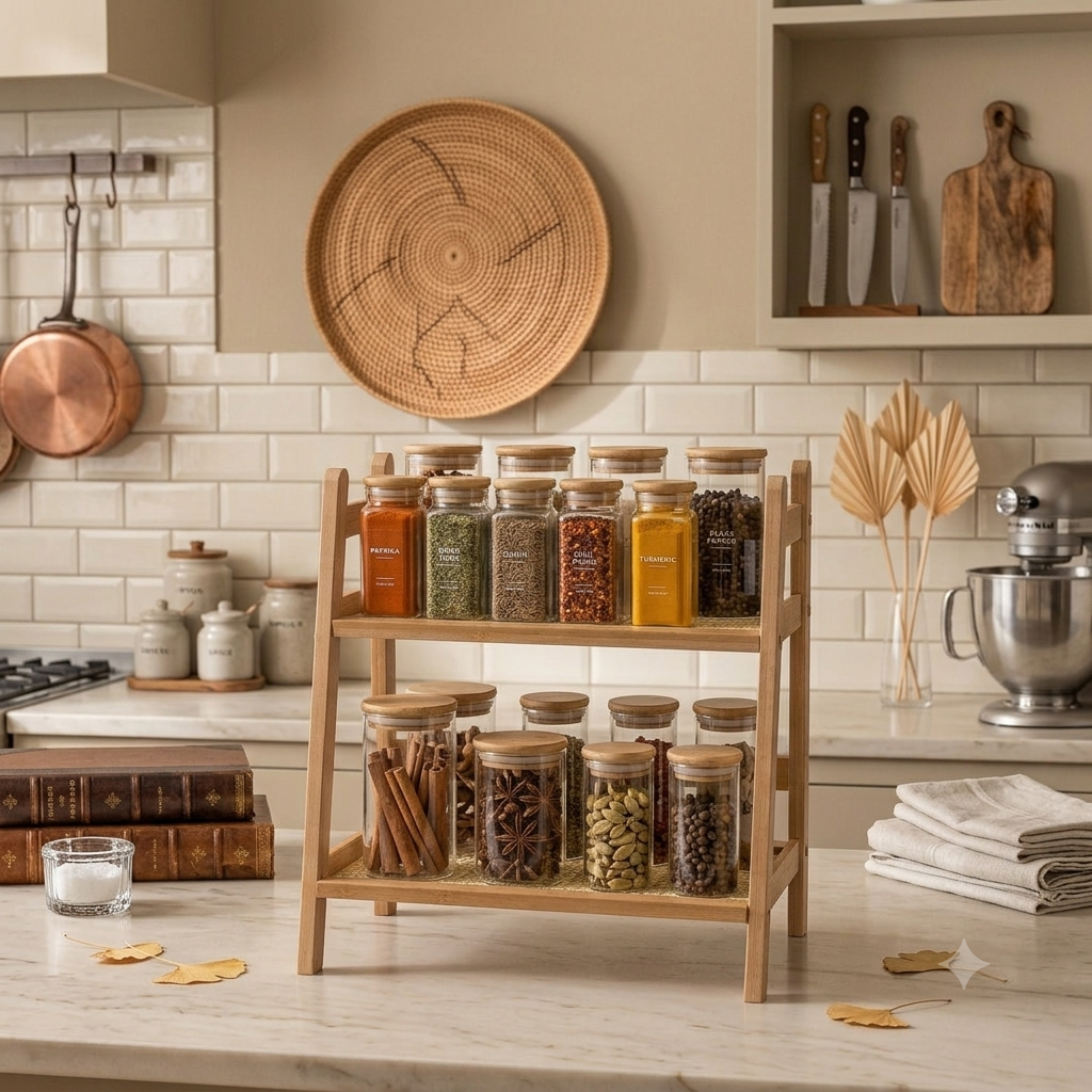 2-Tier Bamboo Countertop Organizer Shelf